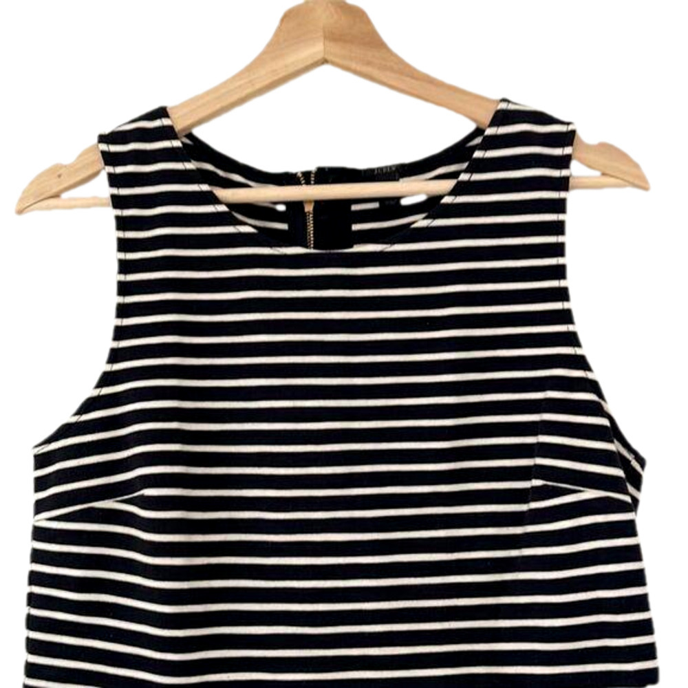 J. CREW Ponte Peplum Top in Stripe Black and White Size Small - Picture 2 of 8